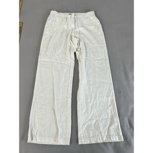 Counterparts Womens White Linen Blend Wide Leg Drawstring Beach Pants Medium